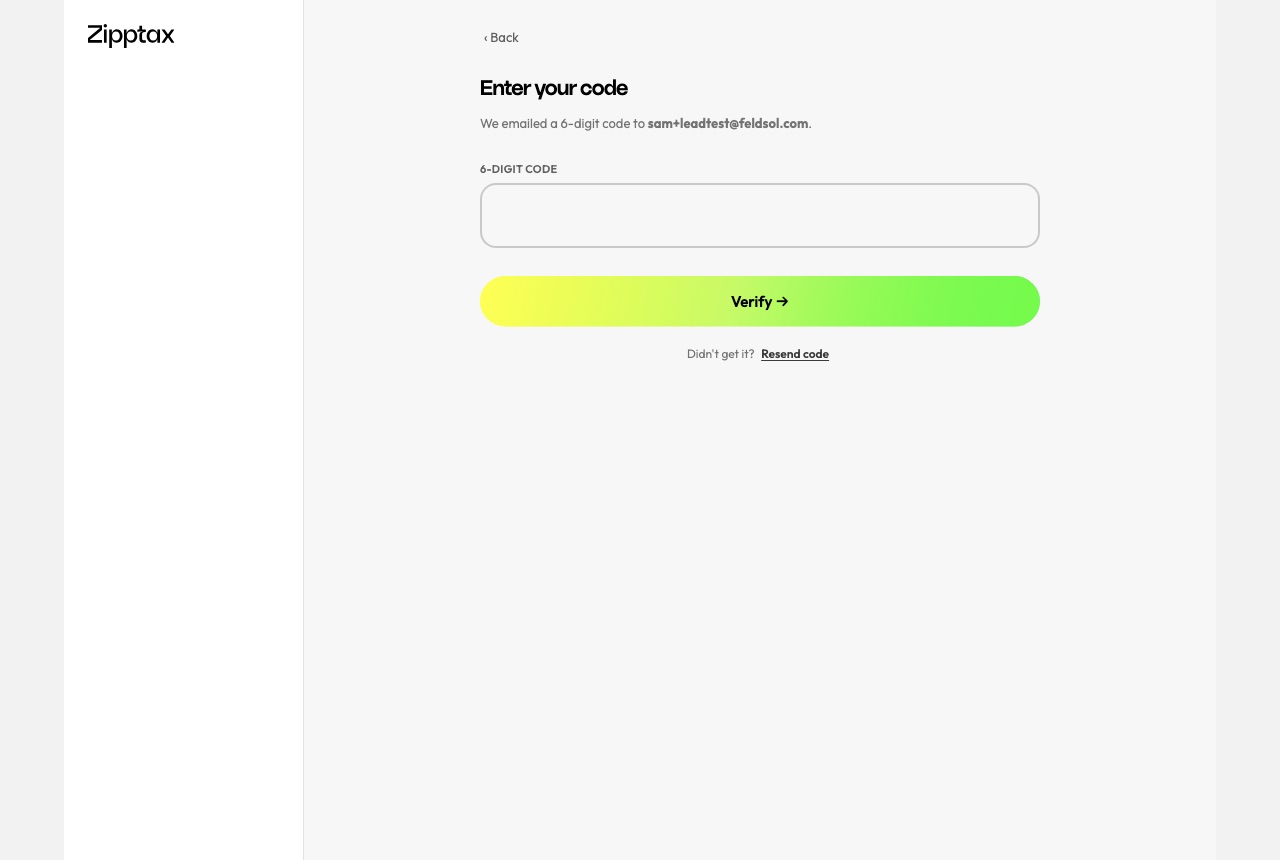 Portal sign-in code screen