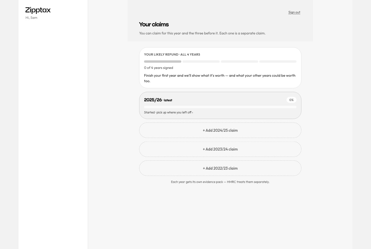 Your claims page